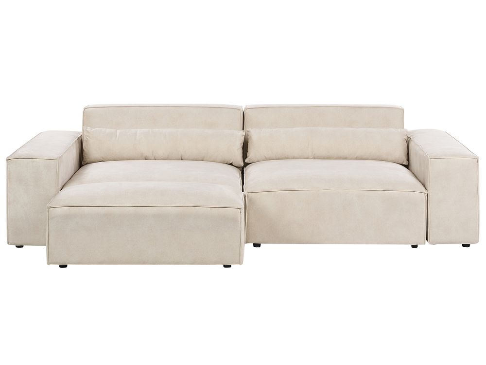 Modulsofa 2-seters HELLNAR med fotskammel Fløyel Lys beige