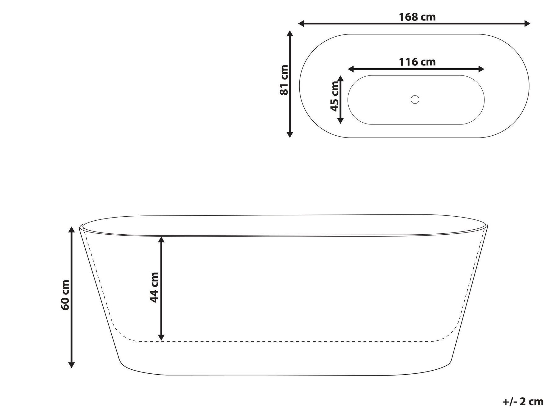 Freestanding Bathtub KOLLPA 1680 x 810 mm White_1071291