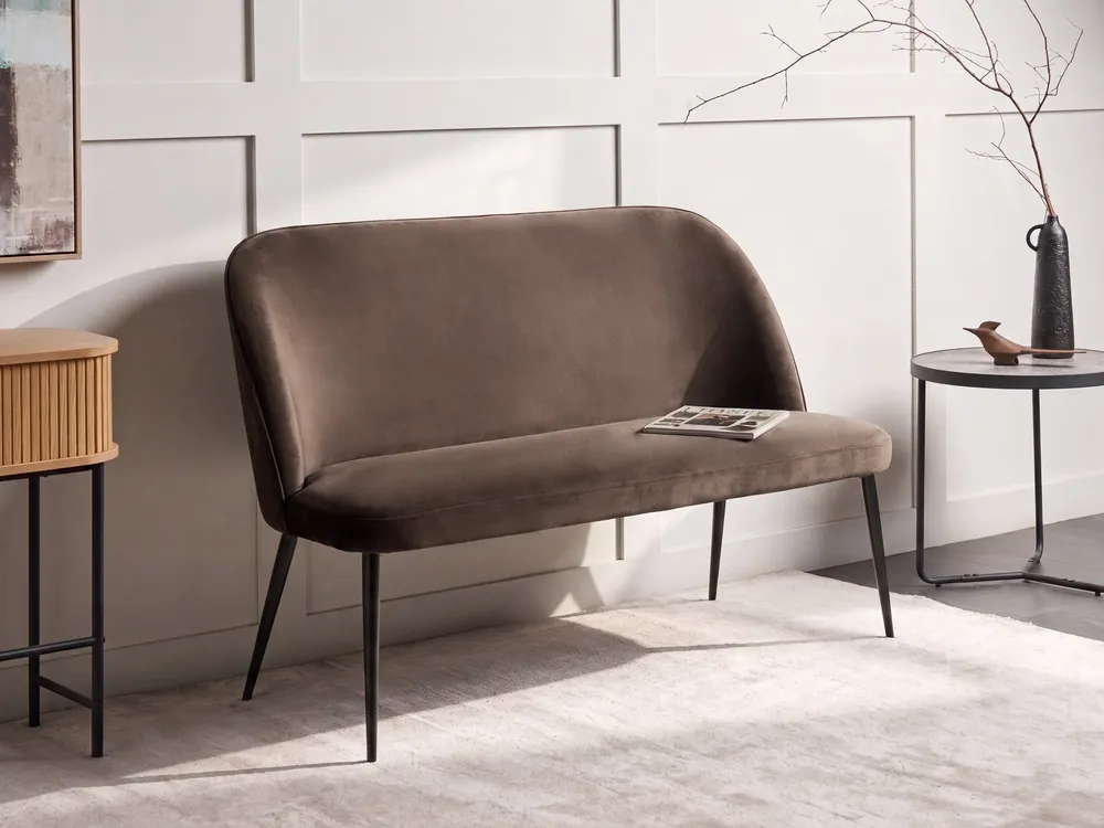 Dining Bench 2 Seater OSBY Velvet Dark Brown