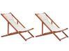 Set of 2 Folding Deck Chairs AVELLINO with Replacement Fabrics Acacia Wood Dark Brown