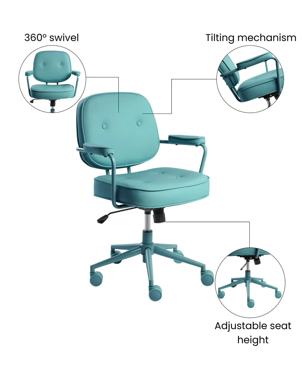 Desk Chair PARAMUS Faux Leather Turquoise_1072418