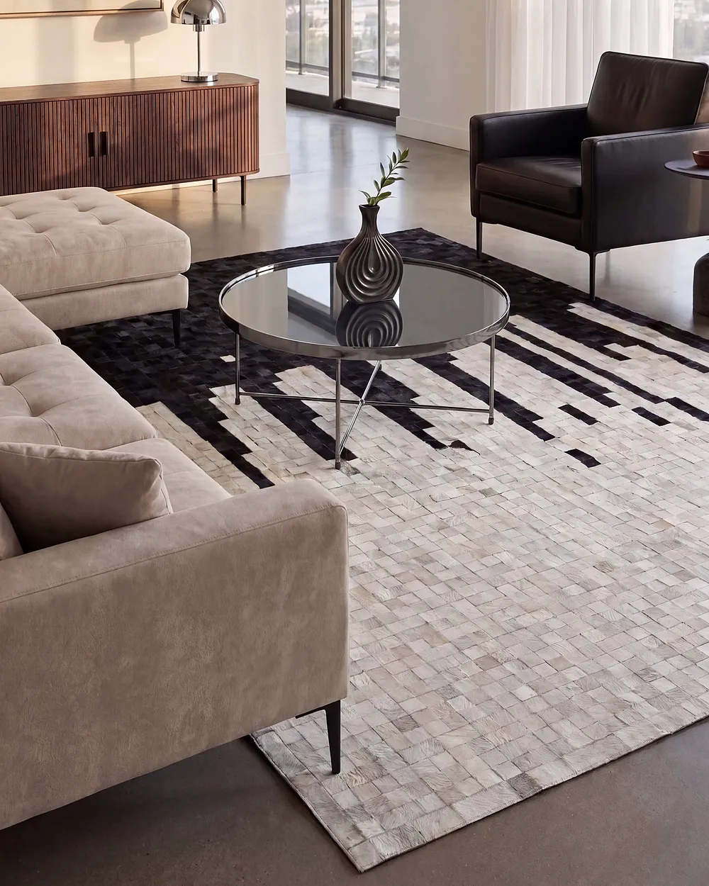 Rug BOLU Black 160 x 230 cm Leather_1156973