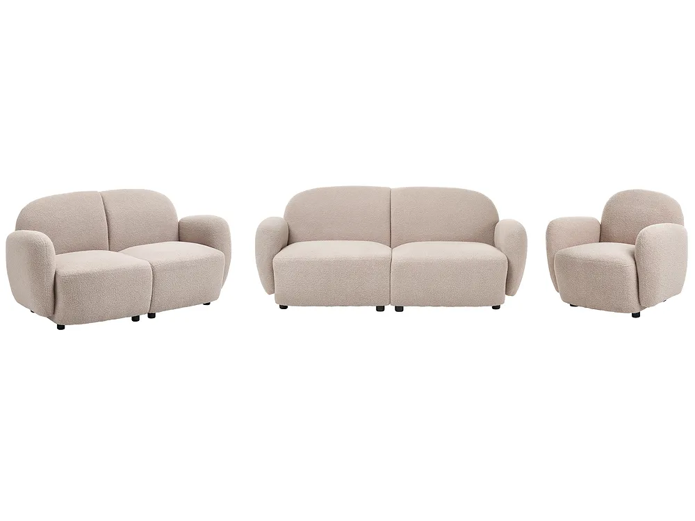 Living Room Set 6 Seater JULE Boucle Beige_1125988