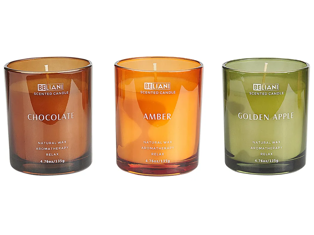 Set of 3 Scented Candles SHEER JOY Soy Wax Fruity Notes Fresh Notes