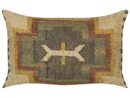 Throw Cushion PULICAT 30 x 50 cm Jute Green Oriental Pattern_848154