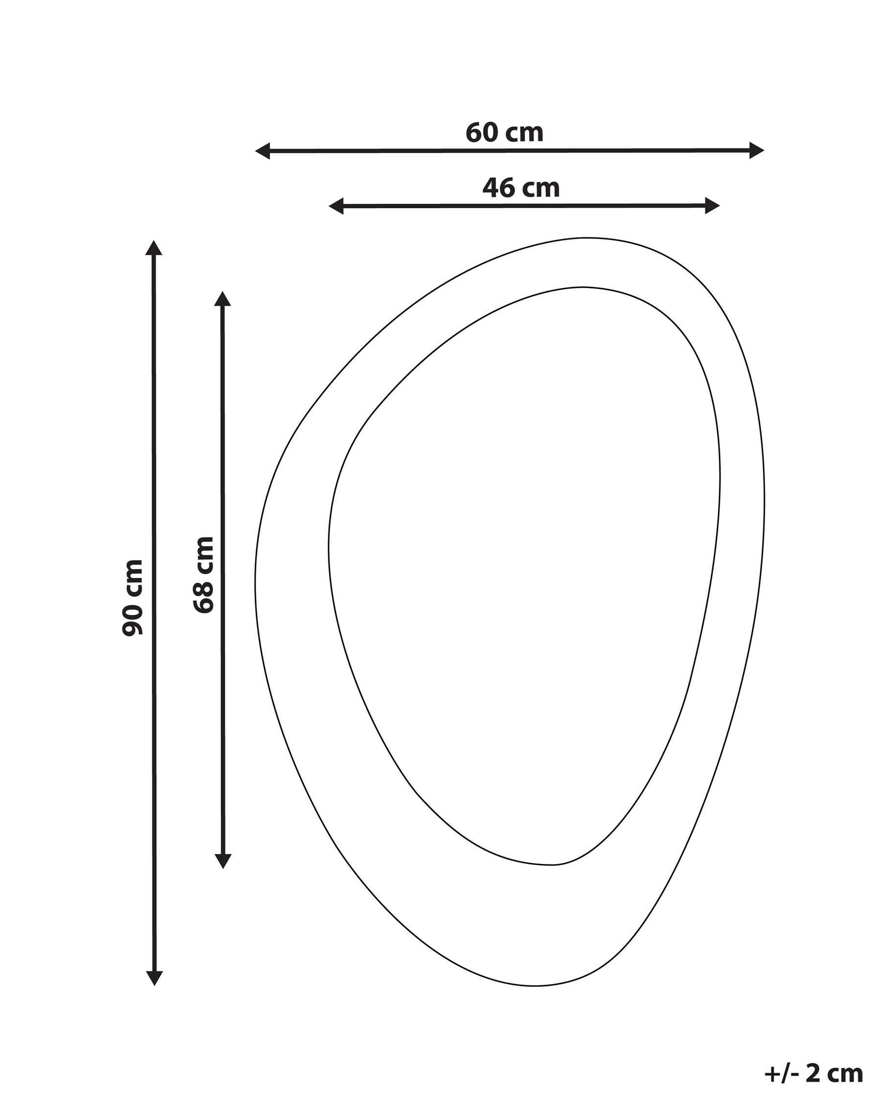 Seinäpeili AUDES 60 cm 90 cm Sametti Luonnonvalkoinen_891956