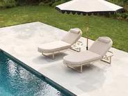 Sun Lounger with Cushion RONCOLO Metal Beige_1117406