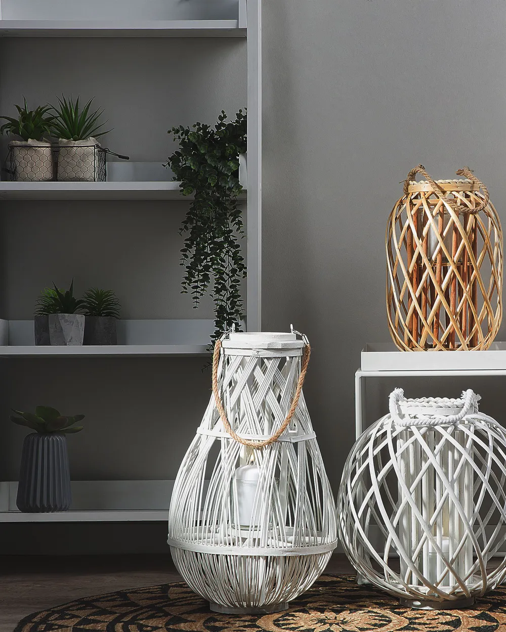 Lantern TONGA 77 cm Bamboo White
