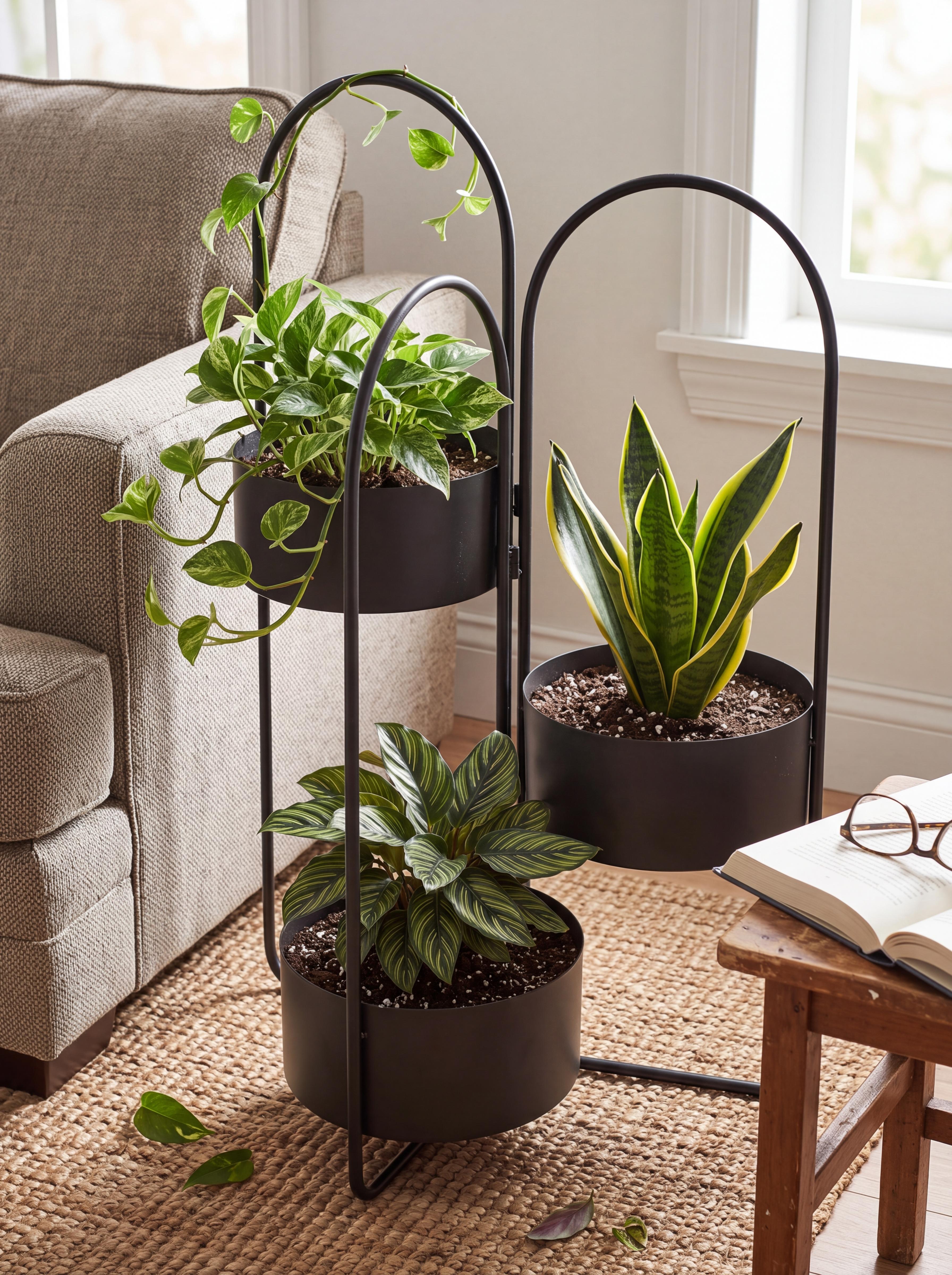 Växtställ COLUTENA 56 cm Metall Svart