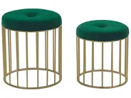 Set of 2 Footstools LUBBOCK Velvet Dark Green_772565