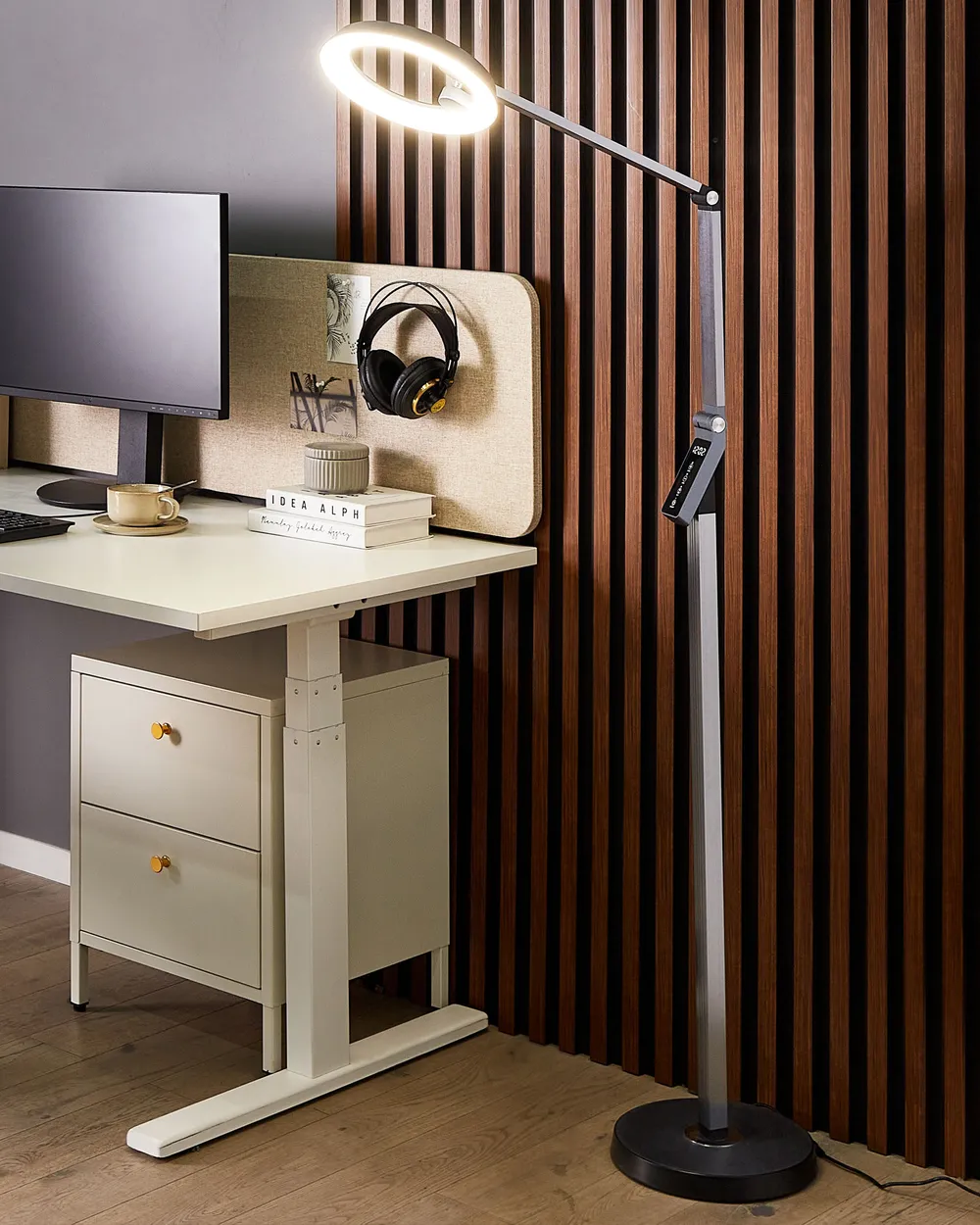 LED Floor Lamp CARINA with Dimmer Metal Dark Grey