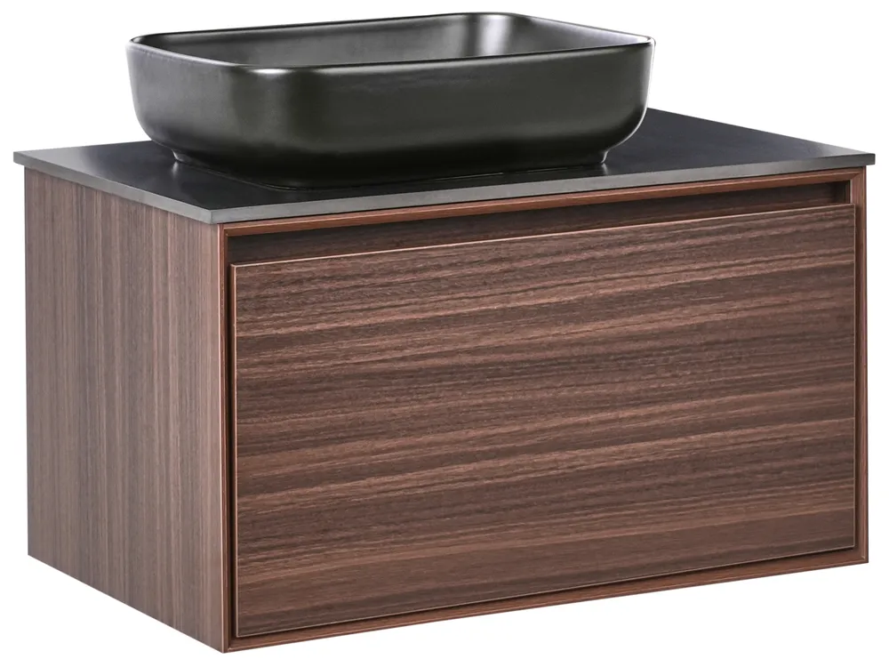 Wall Mounted Vanity Unit with Basin ARICA Dark Brown