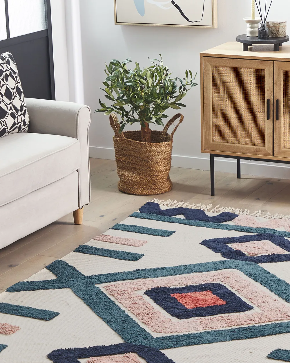 Rectangular Cotton Area Rug Multicolour KOZLU Various Sizes