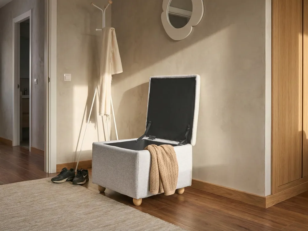 Storage Pouffe FERNDALE Fabric Light Grey_1056249