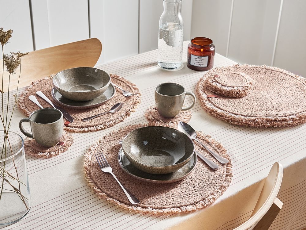 Bordstabletter och glasunderlägg 12-pack RIBBERY Jute Naturlig