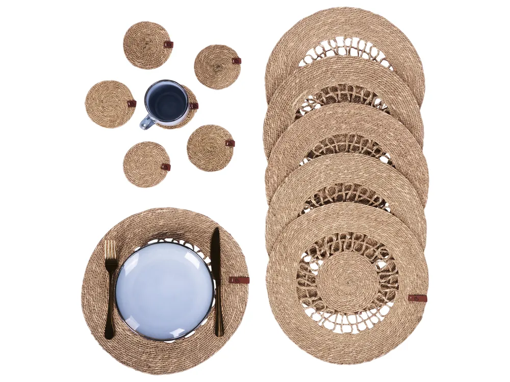 12 Piece Placemats and Coasters Set PEPPERBERRY Seagrass Natural_946278