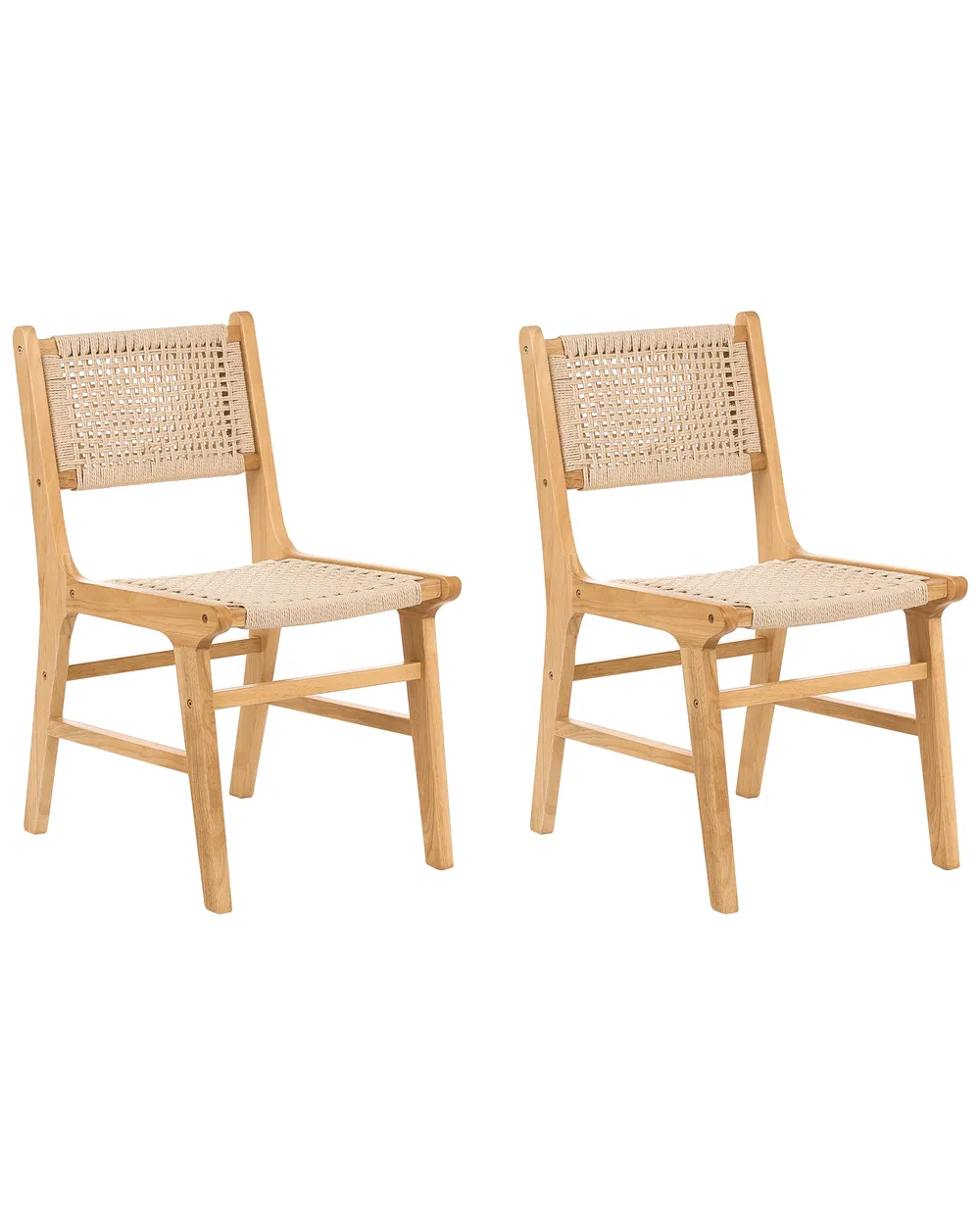 Set of 2 Dining Chairs OZELLA Wood Light Brown/ Beige