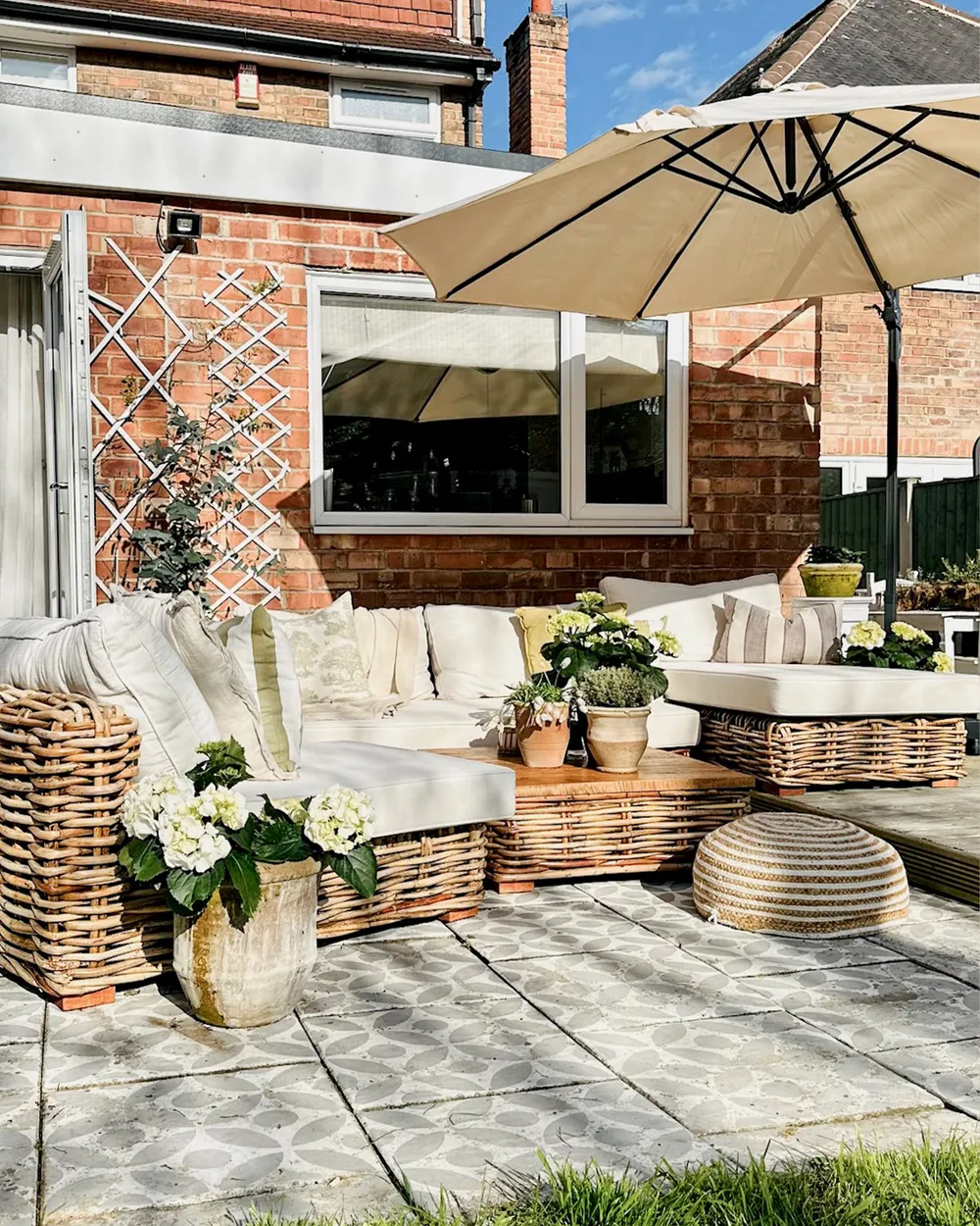 Garden Lounge Set with Table 4 Seater VARALLO Modular Rattan Natural Left Hand_879924