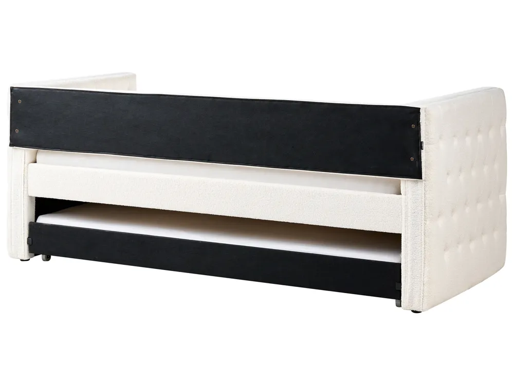 Utdragbar säng Bouclé GASSIN 90 x 200 cm Off-White_951568