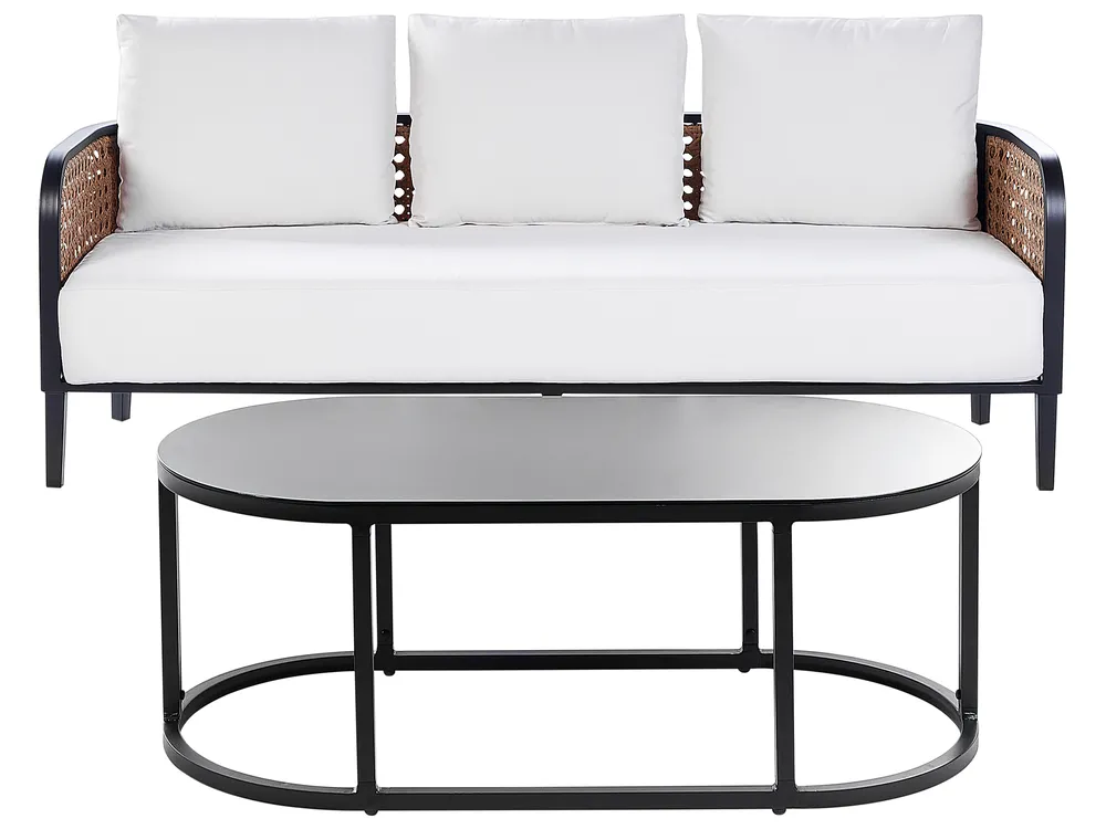 Garden Lounge Set with Table 3 Seater MONTEFALCO Metal White