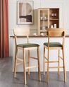 Set of 2 Bar Chairs AMBLER Light Brown/ Green