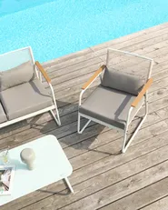Garden Lounge Set with Table 4 Seater POMONTE Metal White_1044166