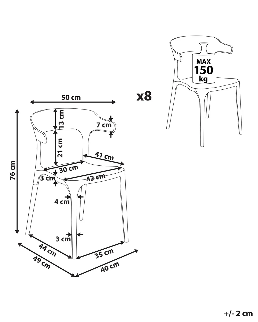 Set of 8 Dining Chairs GUBBIO Beige_853002