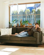 Sofa 3 Seater LOUSTO Fabric Green_1064091