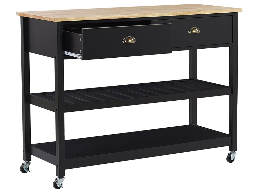 Kitchen Trolley NAVARINO Wood Black_774593