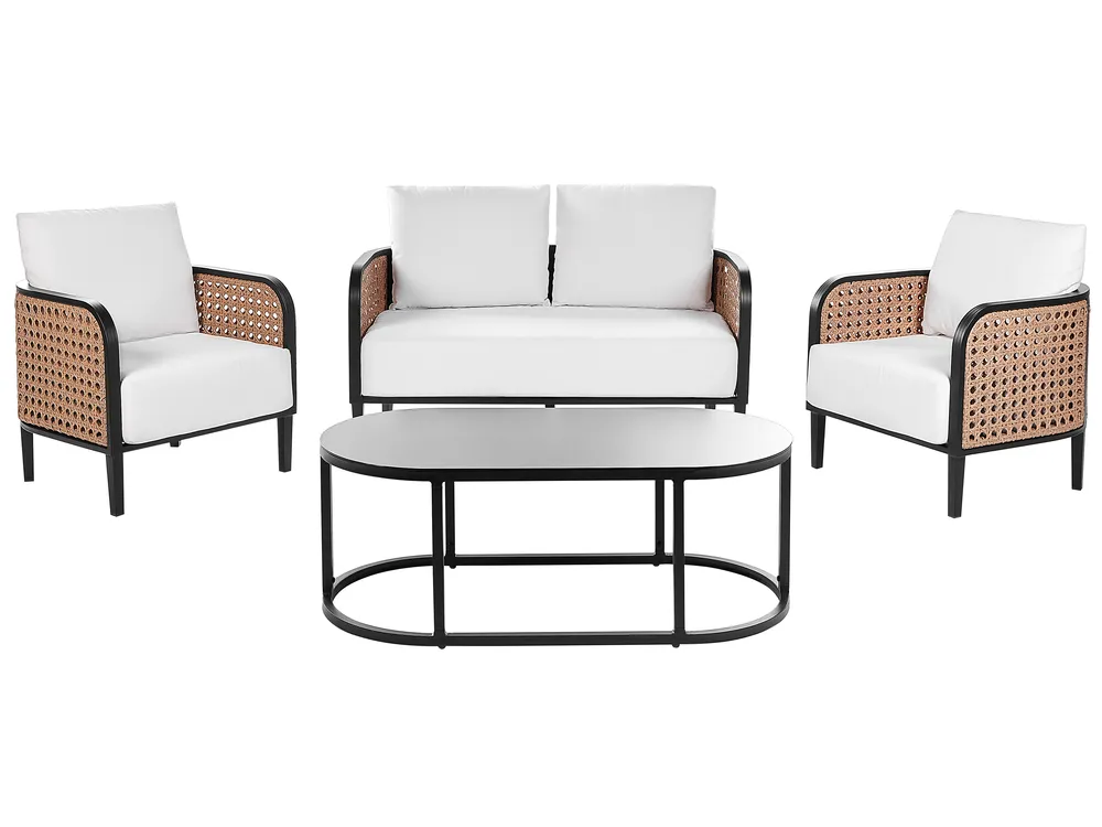 Garden Lounge Set with Table 4 Seater MONTEFALCO Metal White