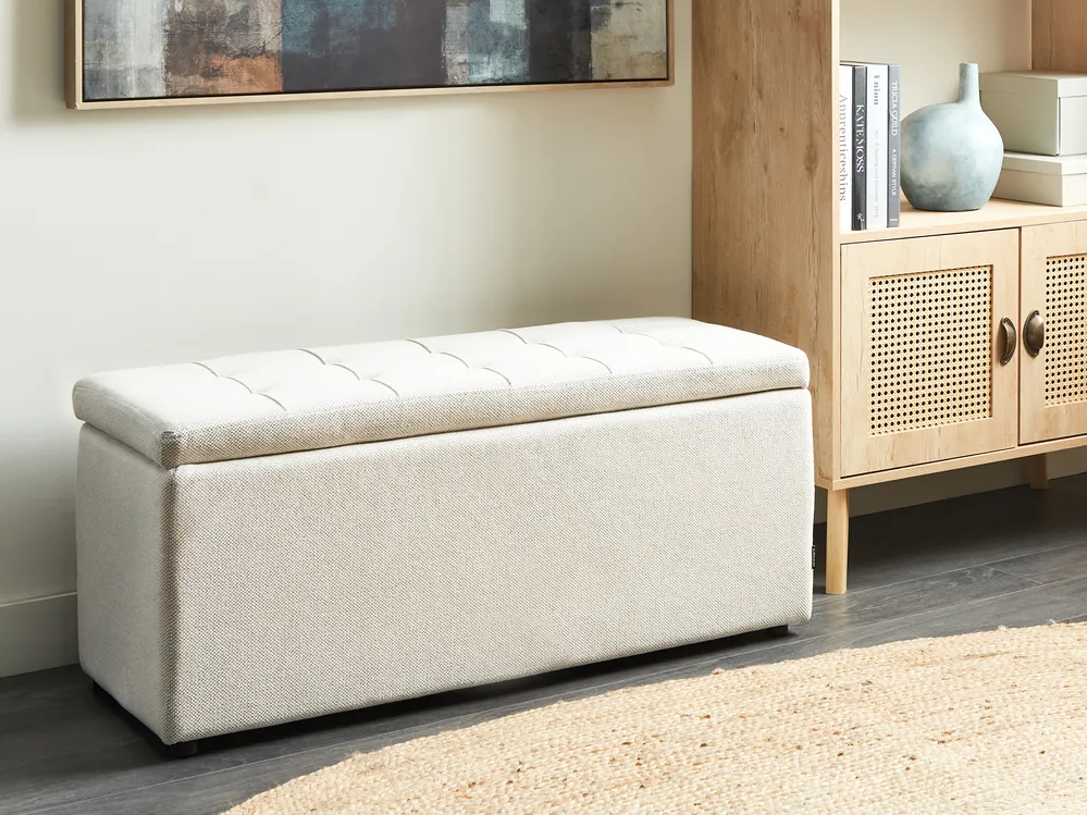 Storage Ottoman OREM Fabric Off-White