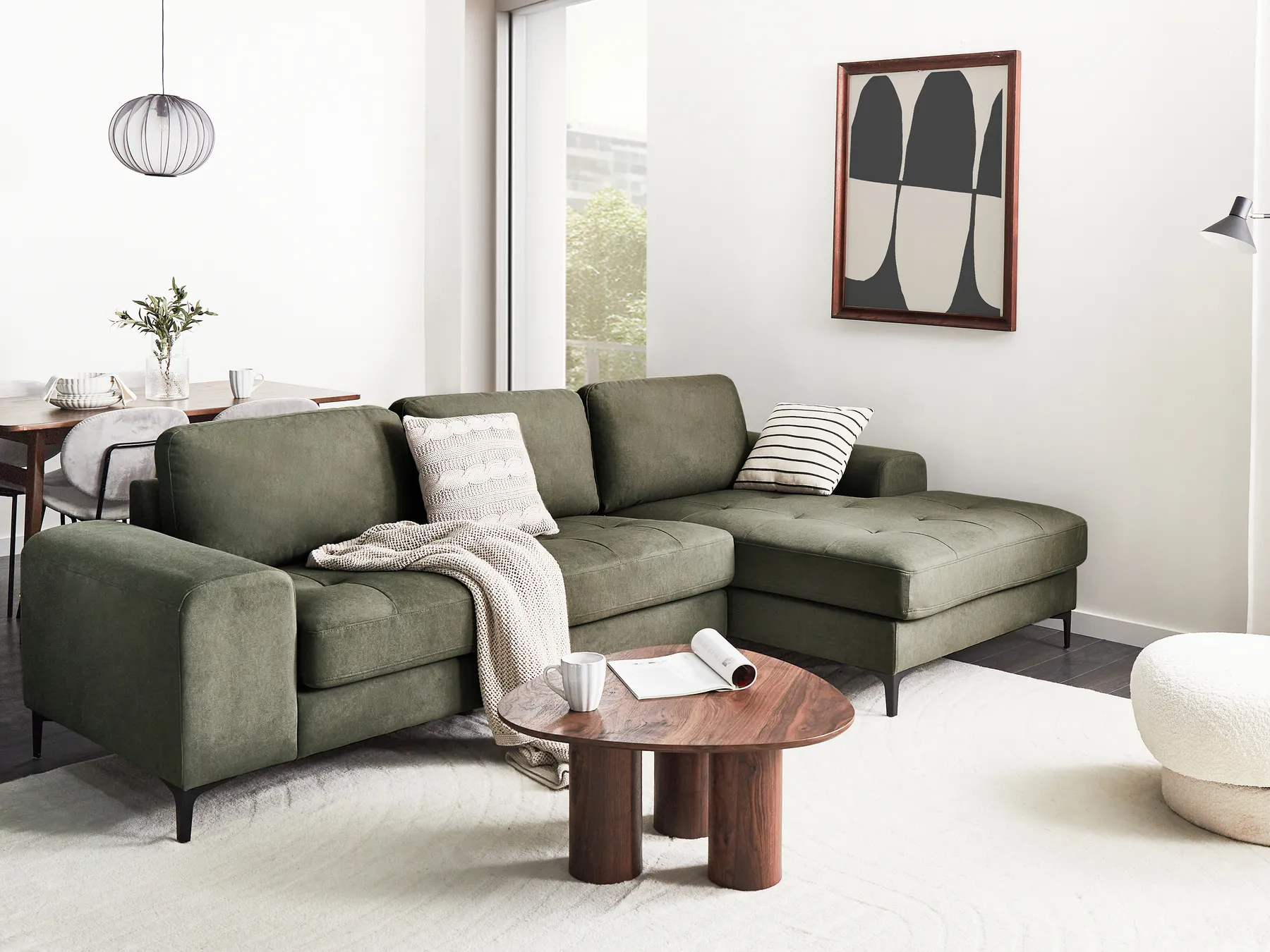 Corner Sofa 4 Seater KIRUNA Velvet Dark Green Left Hand_958067