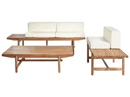 Trädgårdssoffgrupp med bord 3-sits GIAVENO Akaciaträ Off-White_958689