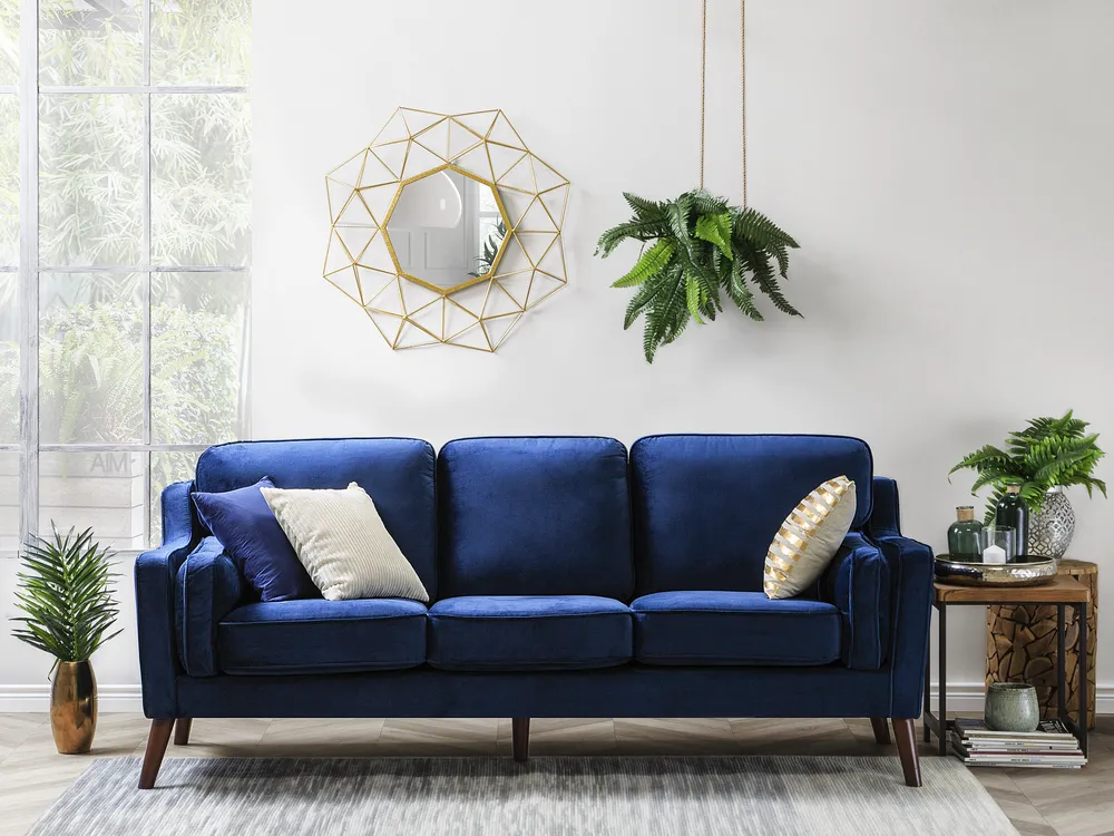 Sofa 3 Seater LOKKA Velvet Navy Blue