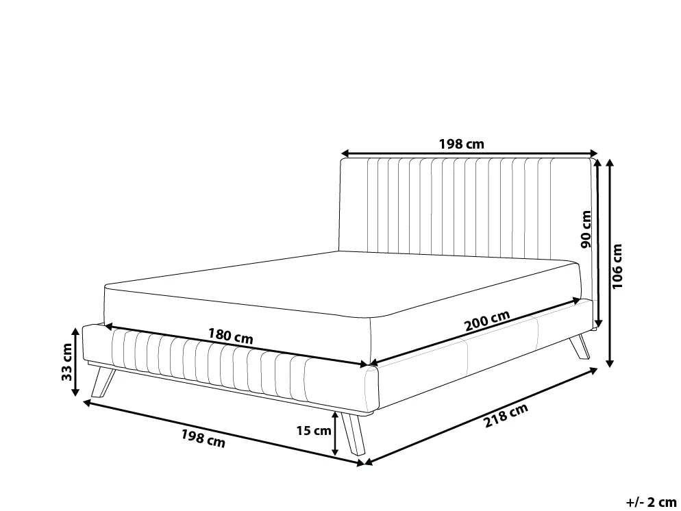Bed Chenille TALENCE 180 x 200 cm (EU Super King) Light Beige_712036
