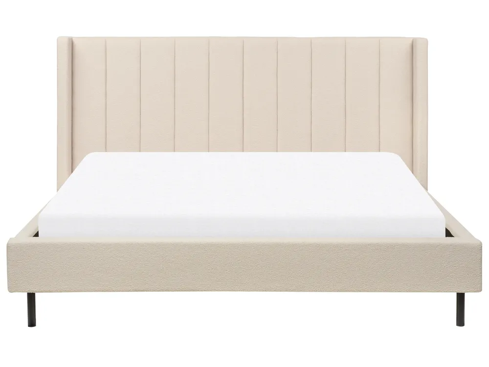 Bed Boucle VILLETTE 180 x 200 cm (EU Super King) Beige_882693