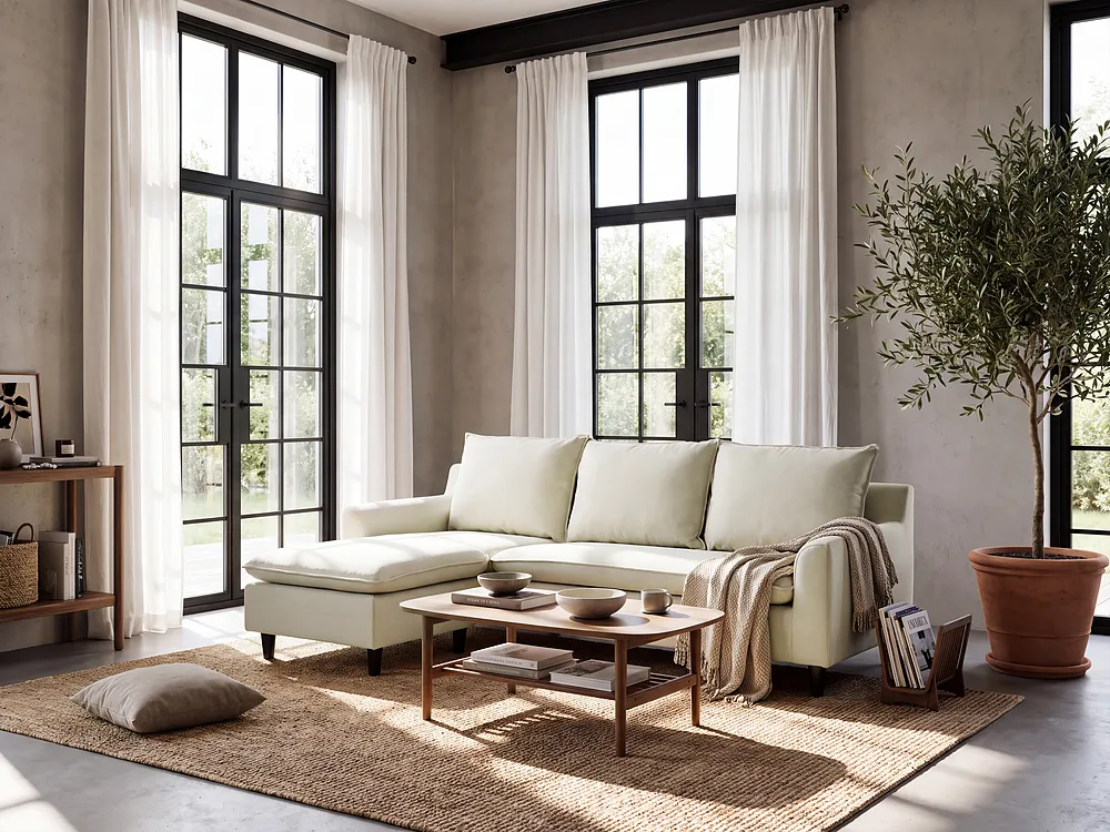 Corner Sofa ELVENES Fabric Beige Right Hand_1149695