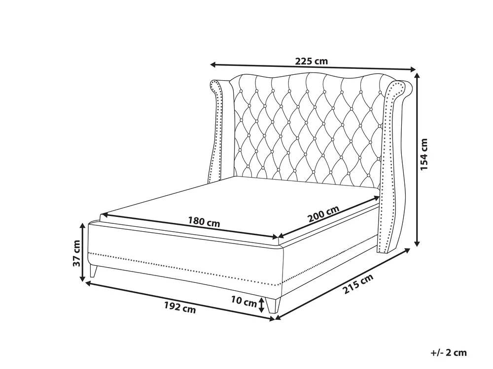 Bed Velvet AYETTE 180 x 200 cm (EU Super King) Grey_752676