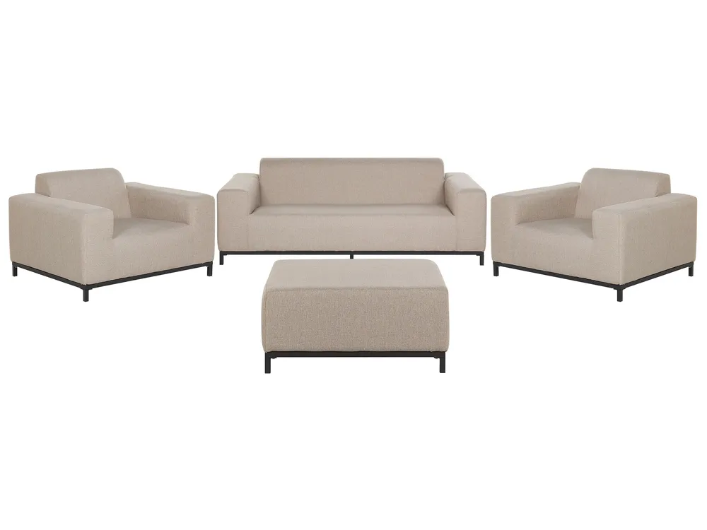 Garden Lounge Set with Table 5 Seater ROVIGO Beige
