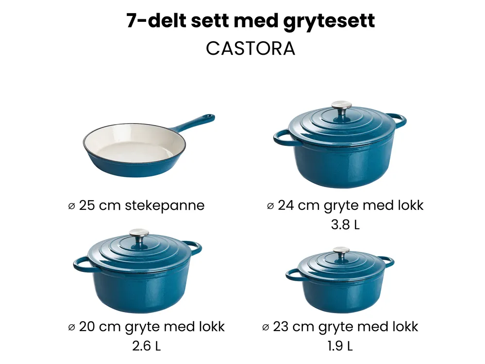 7-delers støpejernssett CASTORA Blå_1073762