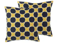 Set of 2 Decorative Cushions MUSCARI 45 x 45 cm Cotton Yellow Blue Ikat_769144