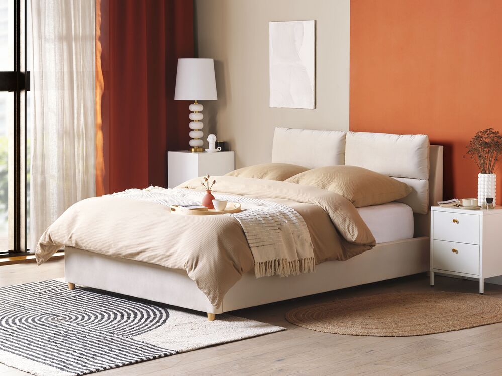 Sänky säilytystilalla BATILLY Sametti Vaaleanbeige 140 x 200 cm