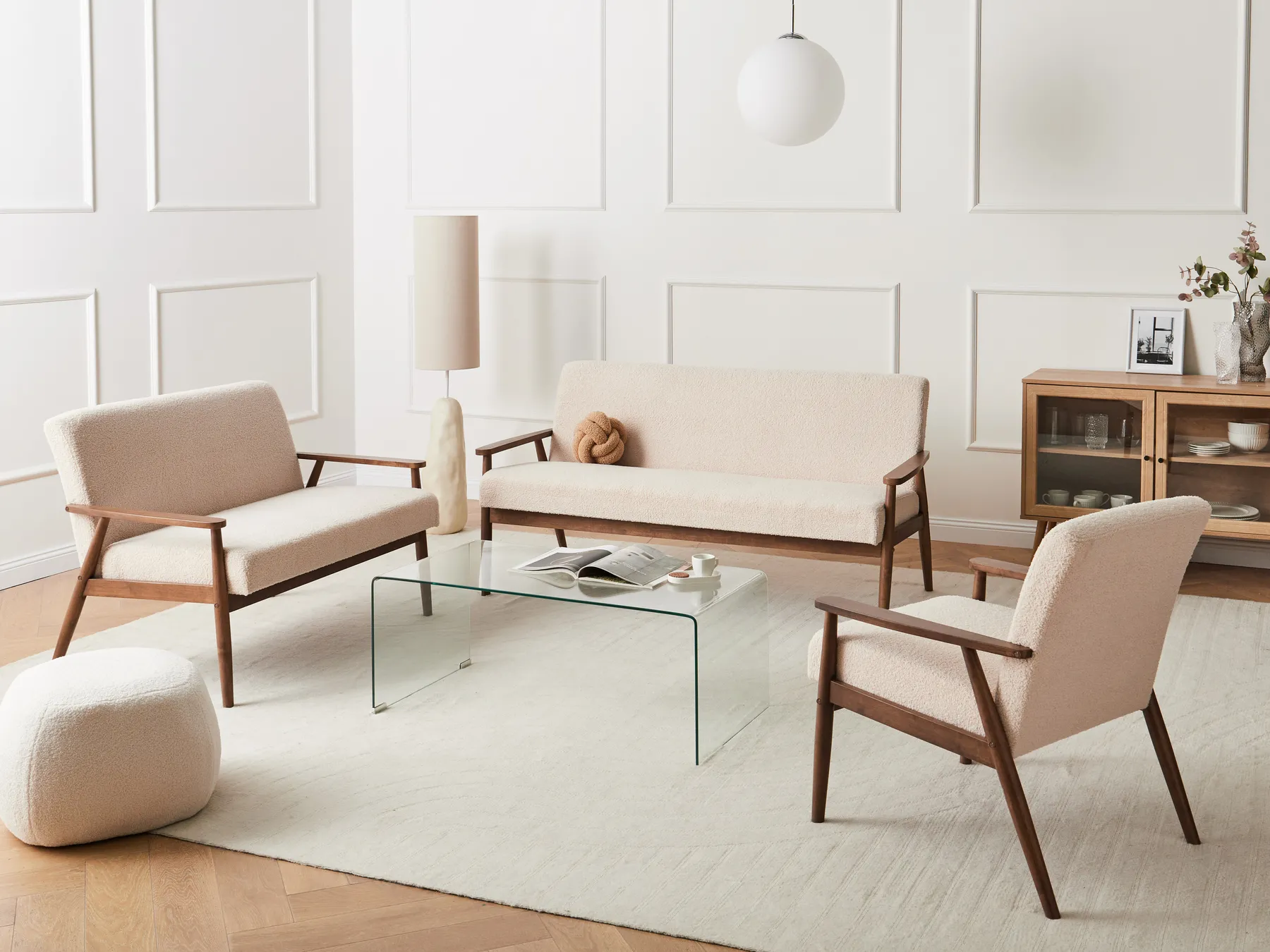 Soffgrupp 6-sits ESRUM Bouclé Mörkbrun/ Beige_1015000
