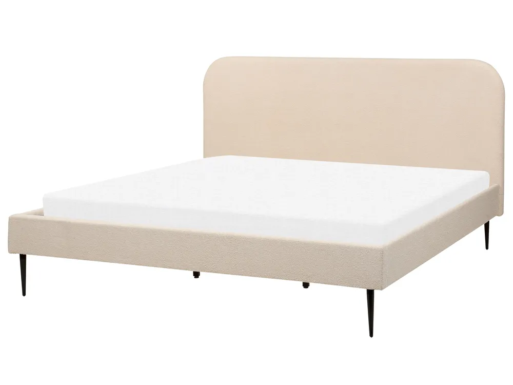 Bed Boucle FLAYAT 180 x 200 cm (EU Super King) Light Beige_887315