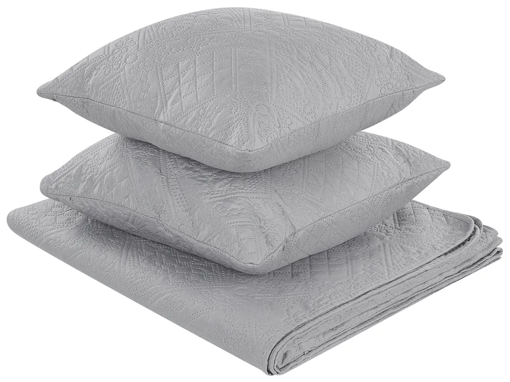 Bedspread with Cushions ALAMUT 160 x 220 cm Grey