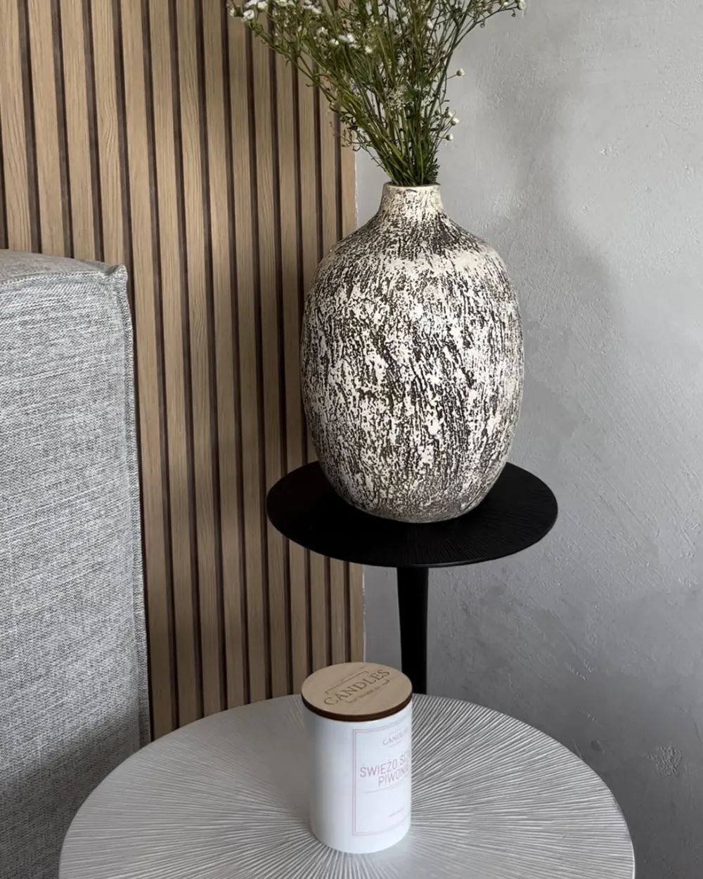 Flower Vase VIGO 36 cm Ceramic Grey_883339