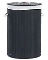Laundry Basket SANNAR Bamboo Black 75 L