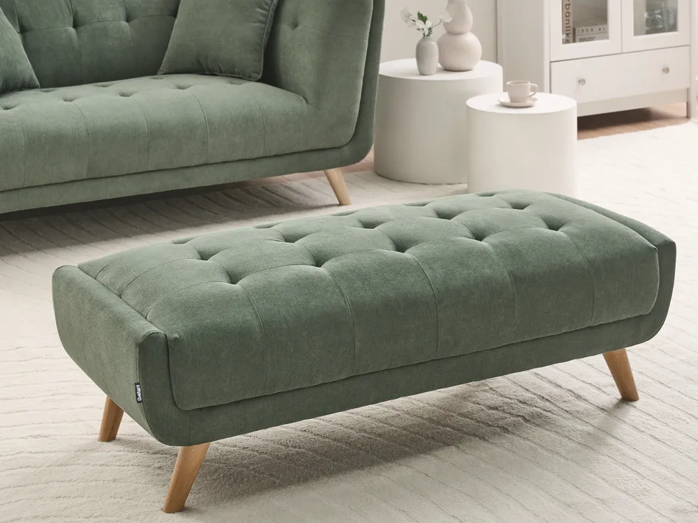 Sofa 2 Seater HABO with Ottoman Fabric Green_1076887