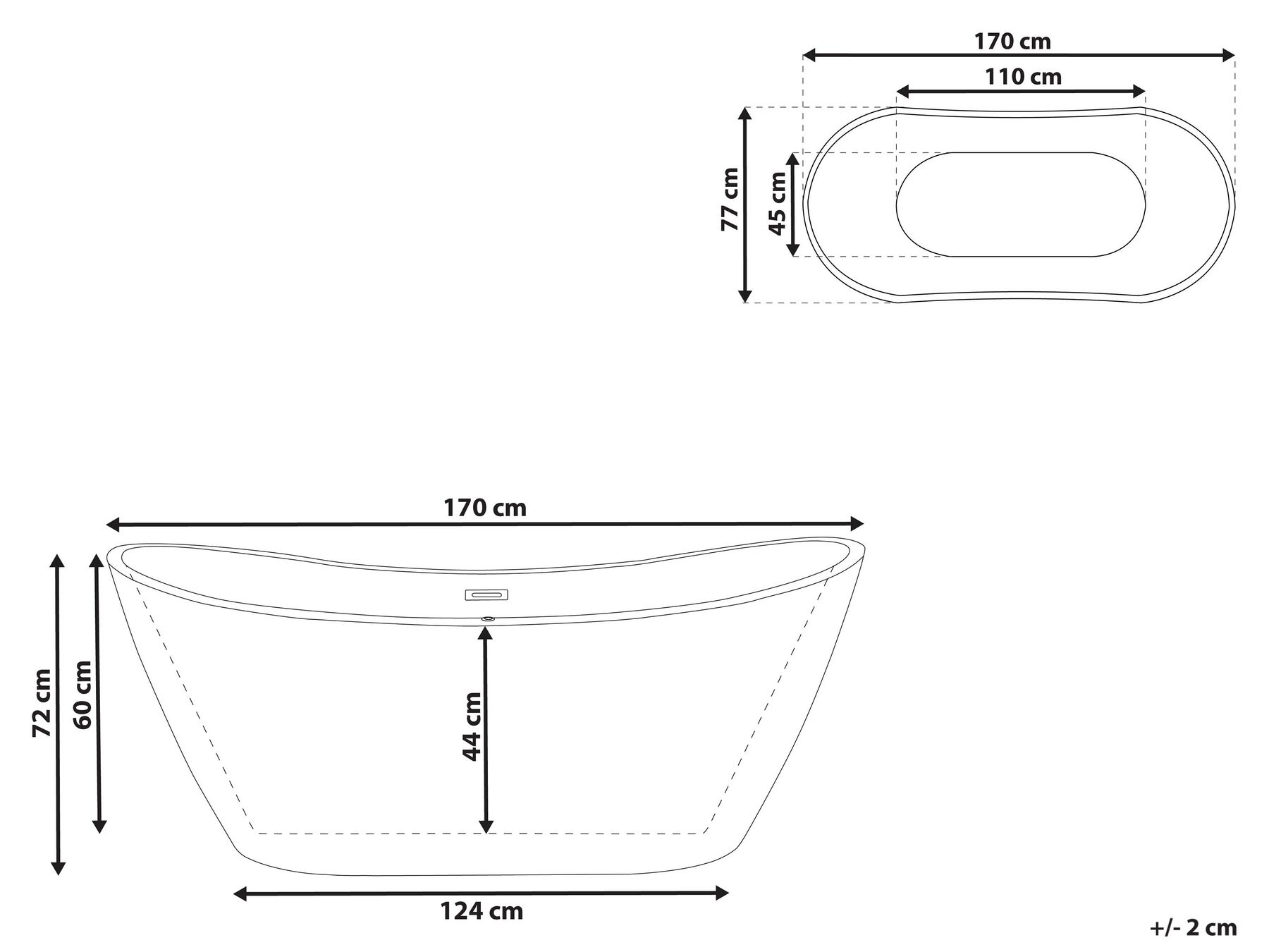 Freestanding Bathtub ANTIGUA 1700 x 770 mm White_764531
