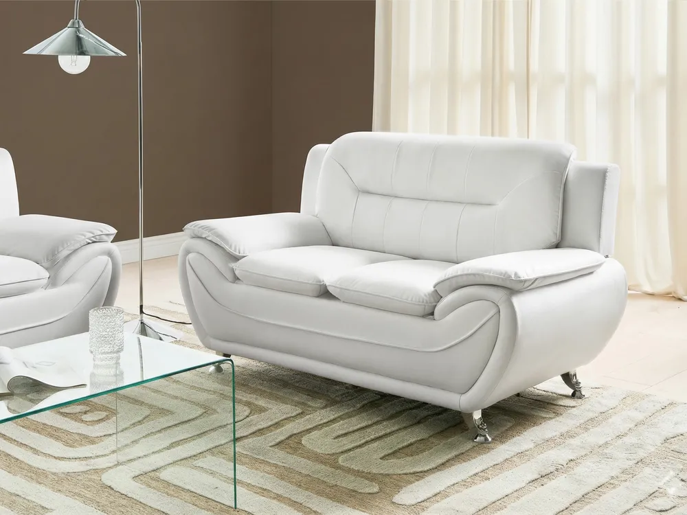 Sofa 2 Seater LEIRA Faux Leather White